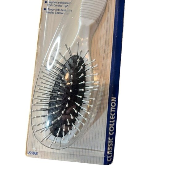 Vintage Goody Style Hair Brush Non-Slip Handle in White Comfor-Tip Bristles 1996 - Picture 3 of 4